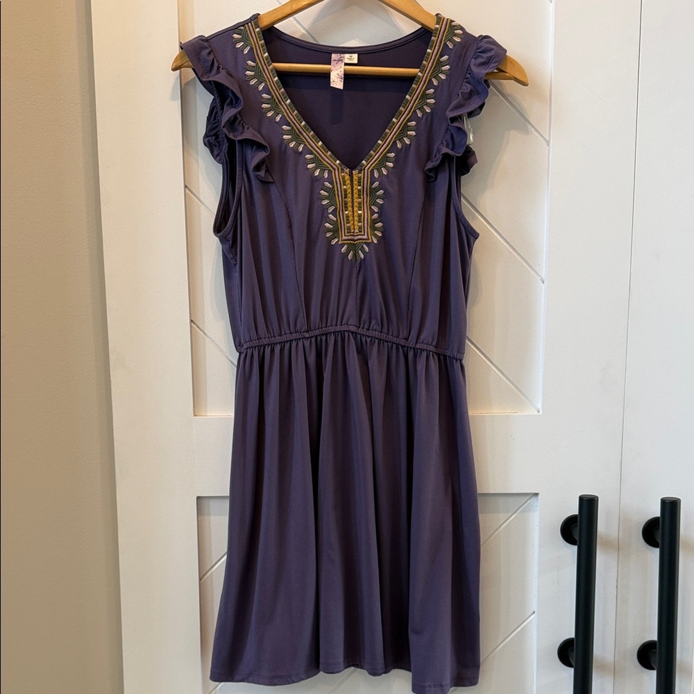 Francesca's Collections Ayla Purple Dress with embroidered Accents